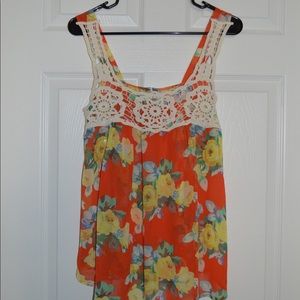 Orange Floral Tank Top